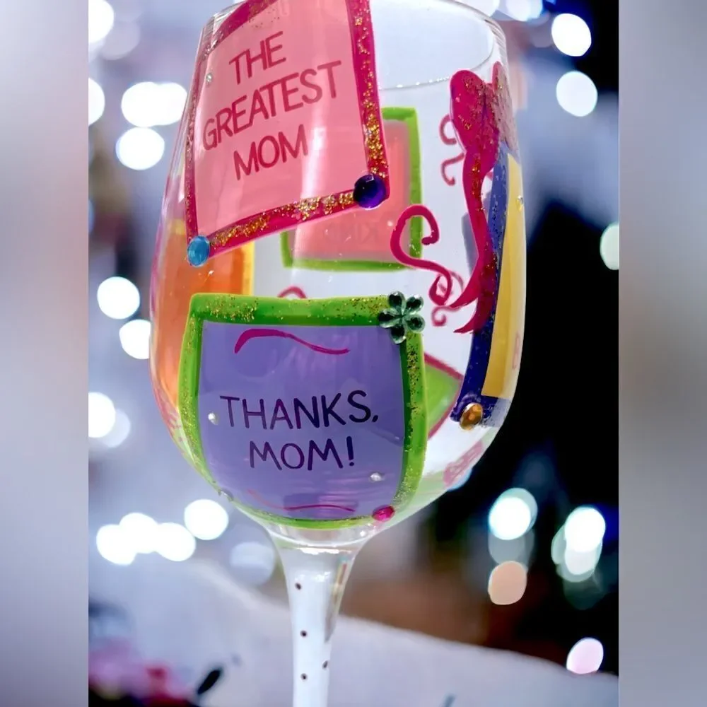 Lolita “#1 Mom” wine glass l Love My Wine l Hand-Painted Collectable